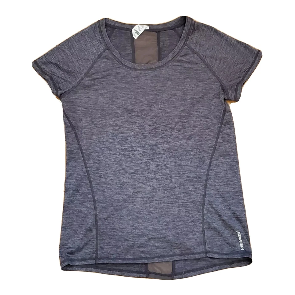 Top Head Workout para mujer pequeño gris jaspeado mangas de gorra mezcla de poliéster en muy buen estado Foto 1 de 4