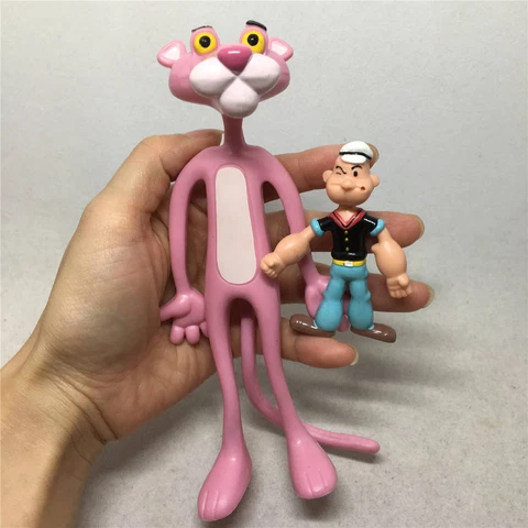 NJ Croce Big Pink Panther & Small Popeye The Sailor Bendable Posable Figure Toy Cover