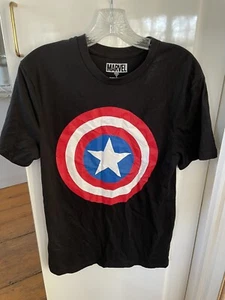 Marvel Mens Black Captain America Short Sleeve Crew Neck Tee Shirt Sz. Small NWT - Picture 1 of 4