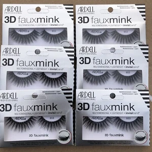 6 PAIRS ARDELL 3D FAUX MINK FALSE EYELASHES - #853 BLACK LASHES NEW - 67449 - Picture 1 of 3