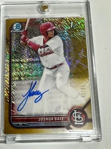 JOSHUA BAEZ 1ST AUTO GOLD SHIMMER 46/50 +METAL DRAFT AUTO + CHROME & 2 BASE JC - Picture 1 of 7