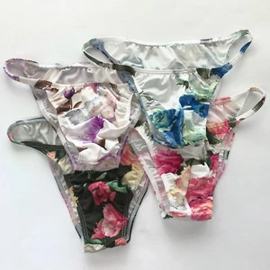 K377 P Mens String Bikini String Narrow waist Printed Soft Jersey Floral  - Picture 1 of 25