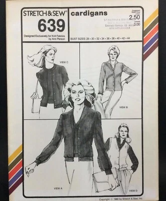 Stretch & Sew Uncut Pattern Ann Person #637 Women's Cardigans Vintage 1981 - Image 1 of 4