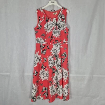 Ladies Dress Size 14 Papaya Coral Red Chiffon Floral Party Wedding Evening  - Image 1 of 4