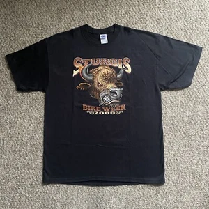 Sturgis T Shirt Uomo XL Nera Manica Corta Bufalo Doppio Lato Bici Settimana 2008 - Foto 1 di 11