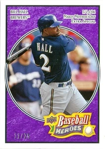 2008 UPPER DECK BASEBALL HEROES #129 BILL HALL - PURPLE PARALLEL SP/UD #22/25 - Picture 1 of 2