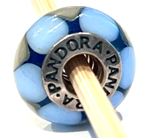 PANDORA 790637 Captivating Blue Glass Charm Sterling Silver Stamp ALE925 RETIRED - Picture 1 of 11