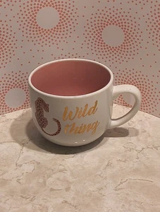 WILD THING MUG WILD THING COFFEE SOUP LATTE MUG PINK LEOPARD DECO MUG. - Picture 1 of 5