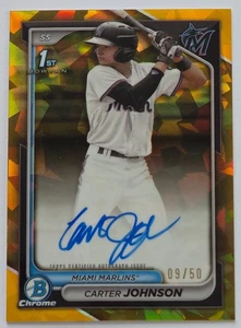 Carter Johnson 2024 Bowman Draft Sapphire Gold AUTO 1st Bowman #09/50 #CPA-CJ - Bild 1 von 2