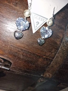 GUESS Schmuck Damen-Ohrringe Ohrhänger Herz Perle Infinity Silber Tone JUBE81021 - Bild 1 von 12