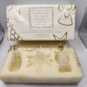 Avon VINTAGE Holiday Glass Spun Ornaments With Gold Accent NIB - Picture 1 of 5
