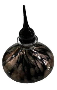 Bottiglia e tappo profumo vintage stile Murano arte vetro ambra tono oro marrone - Foto 1 di 9