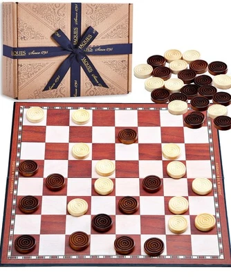 Draughts Board Game | 12" Foldable Draughts Set | Checkers & - Image 1 of 4