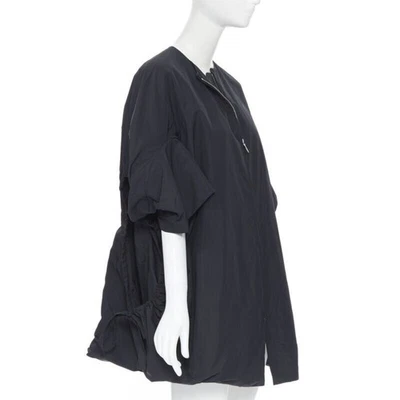 YVES SAINT LAURENT 2009 black nylon cut out drawstring cocoon coat FR38 S - Image 1 of 4