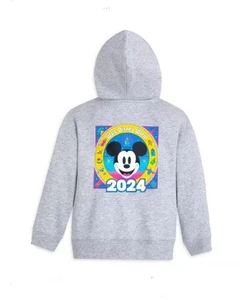 NWT Disney Kids Unisex 2024 Walt Disney World Full Zip Hoodie Gray Size 5/6 - Picture 1 of 7