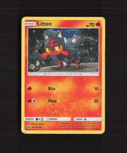 Litten 24/149 Sun & Moon Cosmos Holo Rare Holo Pokemon Card DMG - Picture 1 of 10