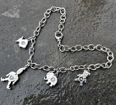 Chopard 4 Charm Bracelet Teddy Elephant Clown Fish Happy Diamond 18k White Gold - Image 1 of 4
