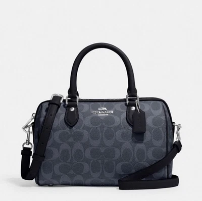 Cartera Coach Rowan para mujer nueva con etiquetas en cuero exclusivo en denim medianoche Foto 1 de 4