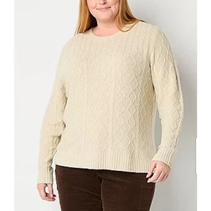 St johns bay cable knit sweater womens XL preppy cozy soft warm academia comfy - Picture 1 of 9