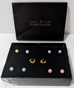 Vintage Joan Rivers klassische austauschbare (5) Farben Messing Ohrringe - Bild 1 von 4