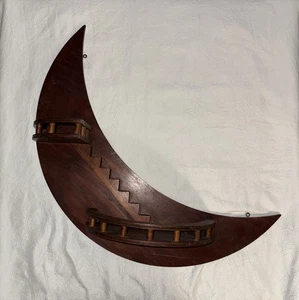 Estante de Pared Colgante Vintage Madera Media Luna Escalera Cielo Knick Knack - Imagen 1 de 18
