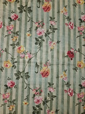 Colcha de algodão 1 jarda década de 1990 tecido para artesanato NORTHCOTT rosa jardim faixa verde flor - Imagem 1 de 2