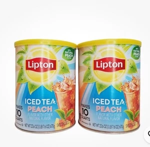 2 Containers of Lipton Peach Sweetened Iced Tea Mix, Each 10 Quarts. - Picture 1 of 6