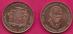 JAMAIKA 25 CENTS 1995 UNC MARCUS GARVEY NATIONALHELD, BUST ZUGEWANDT 1/4 RECHTS, ELI - Bild 1 von 1