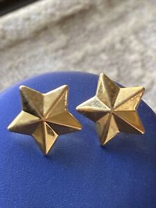 Vintage 14K Yellow Gold Star Stud Italian Earrings