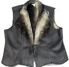 COLDWATER CREEK GRAY FAUX SUEDE & FUR SLEEVELESS VEST TOGGLE CLOSURE SZXL18 NWOT