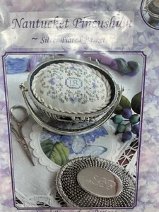 Lorri Birmingham Nantucket Pincushion Silver Plated Basket Kit Cross Stitch READ - Picture 1 of 3