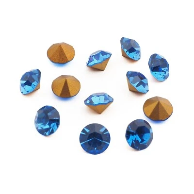 Lote (12) pedrería vintage austriaca D.S azul laminado MC chaton ss34 7 mm Foto 1 de 2