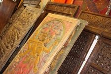 CUSTOM DOORS Carving Door Panel Vintage Hand Carved three face Lord Vishnu 