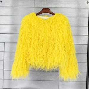 Womens Faux Mongolian Lamb Fur Coat Long Hair Overcoat Furry Outwear Warm Jacket - Picture 1 of 25
