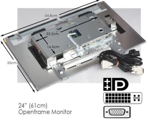 24" 61CM OPENFRAME MONITOR DISPLAYPORT VGA DVI 1920x1200 16:10 FULLHD-PLUS 24-6 - Bild 1 von 5