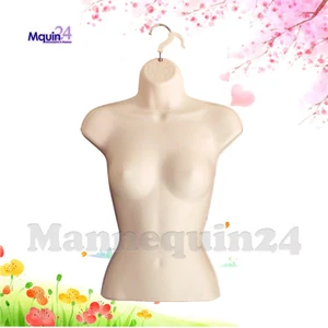 FEMALE MANNEQUIN FORM & HANGER, BODY TORSO DISPLAY WOMEN DRESS SHIRT - FLESH - Picture 1 of 3