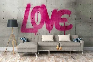 Fototapete Graffiti Love Schrift pink Betonmauer 371cm x 280cm 38265-1 / 382651 - Bild 1 von 3