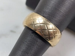 Womens Vintage Estate 14k Gold Etched Wedding Band Ring, 4.3g - Picture 1 of 3