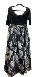 NEW Eliza J. Formal Full length Black Floral 3/4 sleeve Boat Neck Size 16 - Picture 1 of 10