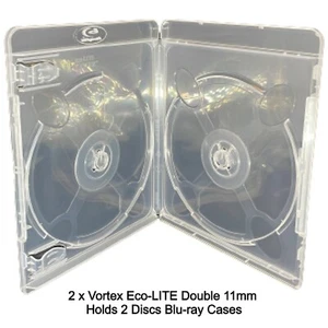 2 x Vortex 11mm Eco-LITE Double Blu-ray Holds 2 Discs Empty Face on Face Cases - Picture 1 of 23