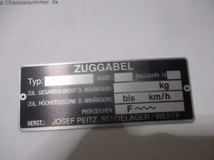 Typenschild Schild Josef Peitz Zuggabel Anhänger Deichsel oldtimer Traktor LKW - Picture 1 of 1