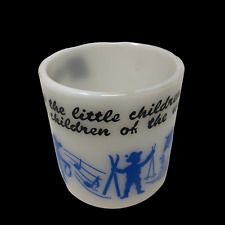 Vintage Milk Glass Mug Jesus Loves the Little Children of World Hazel Atlas