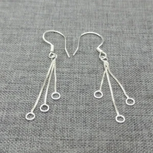 4 Pairs of 925 Sterling Silver Earring Hooks w/ Box Chain Threader - Picture 1 of 4