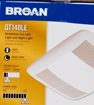 Broan QT140LE 140CFM Ventilation Fan Light - White - Image 1 of 4