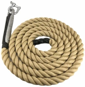 32 mm synthetisches Polyhanf Fitnessstudio Kletterseil x 9 Meter Tulpenbeschlag & Schäkel - Bild 1 von 4
