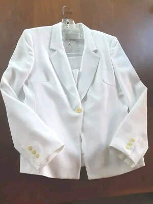 Traje de 3 piezas blanco a medida para damas de Hugo Buscati talla 12 0 ¡Usado completamente forrado! Foto 1 de 4
