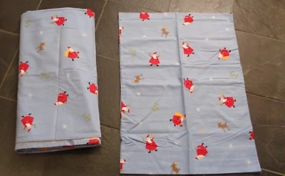 NUEVO SIN ETIQUETAS Sonoma Santa Claus Caprichoso QUEEN FRANELA PLANA Sábana y Falsa Navidad Foto 1 de 4