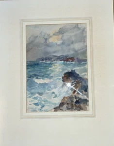 ERNEST JAMES STONE WATERCOLOUR TREVONE BAY CORNWALL - Picture 1 of 10
