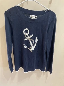 Hastings and Smith petites blue sweater with anchor on front size petite XL - Picture 1 of 6