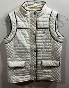 US Polo Assn Vest Womens Small Puffer Cream Zip Up Button Athletic Premium - Picture 1 of 6